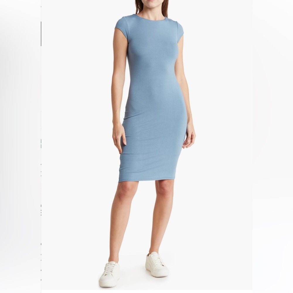 Velvet Torch Slate Blue bodycon cap sleeve dress size XL